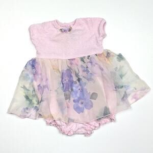 Vintage Goodlad Romper Baby Girls Size 6-9m Popcorn Sheer Floral Onesie